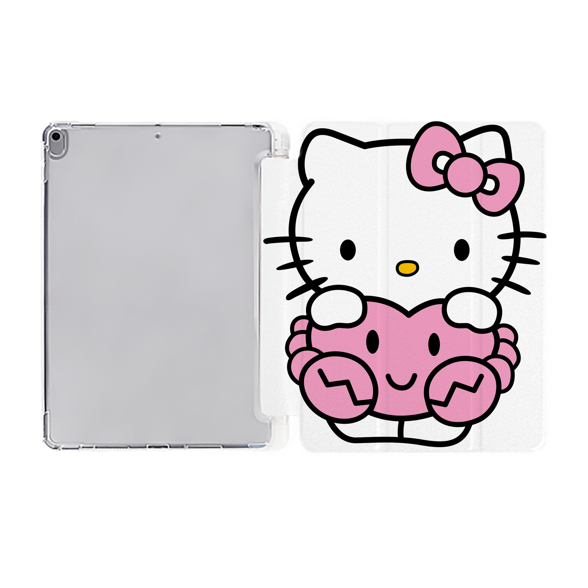 （画像用） Hello Kitty ハローキティ IPad ケース ペン収納付き 三つ折りスタンド PUレザー×シリコン 対応機種9.5/10.5/10.9インチ